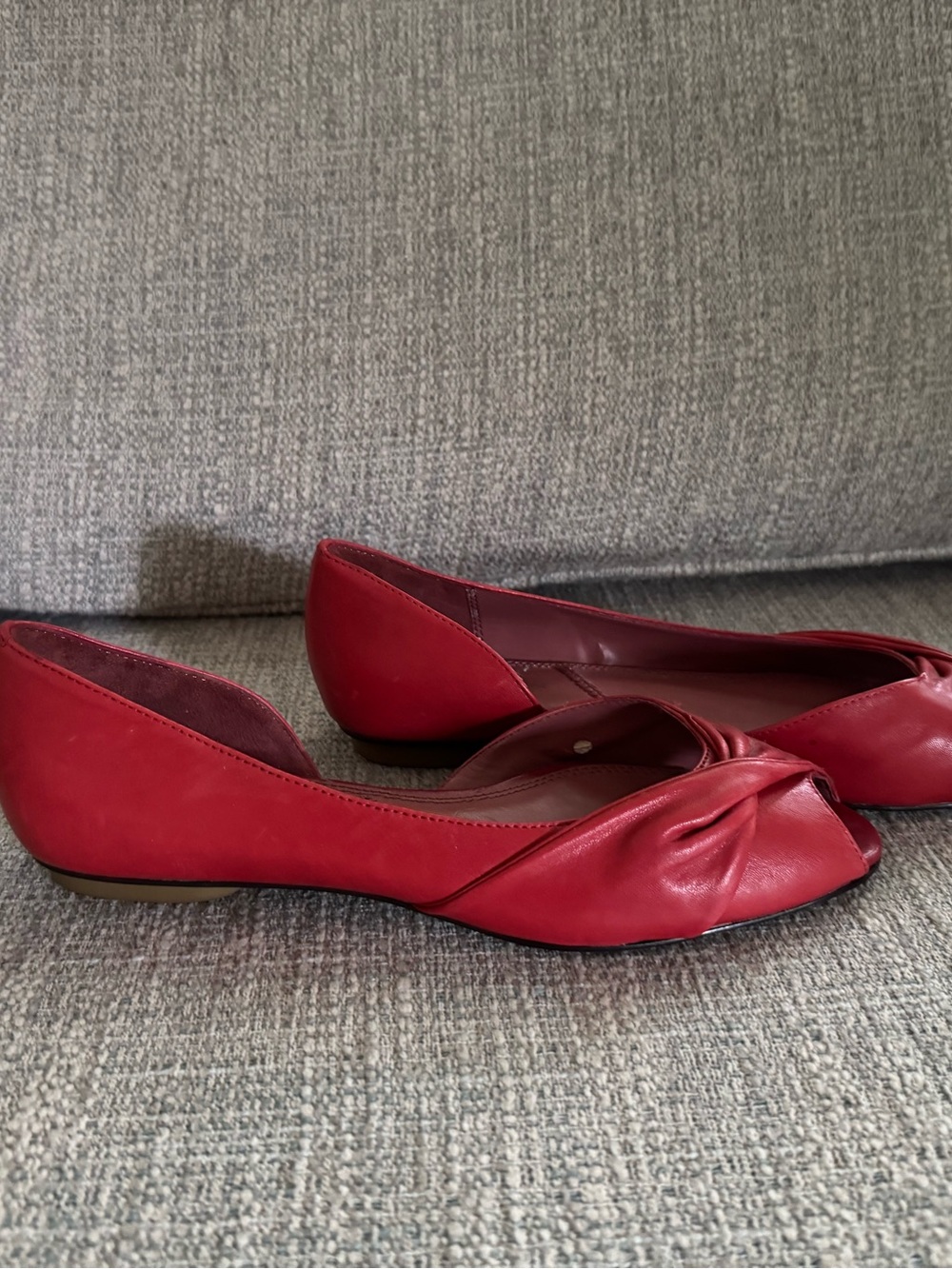 Anne Klein Red Women's Peep-Toe Flats - Classic Knot Detail size 7.5 new